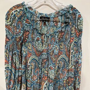 MELISSA PAGE WOMAN LONG SLEEVE MULTI-COLOR CASUAL BLOUSE Tunic Medium